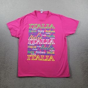 Italia Shirt Womens Extra‎ Large Pink Multicolor Spell Out Graphic Print Tee